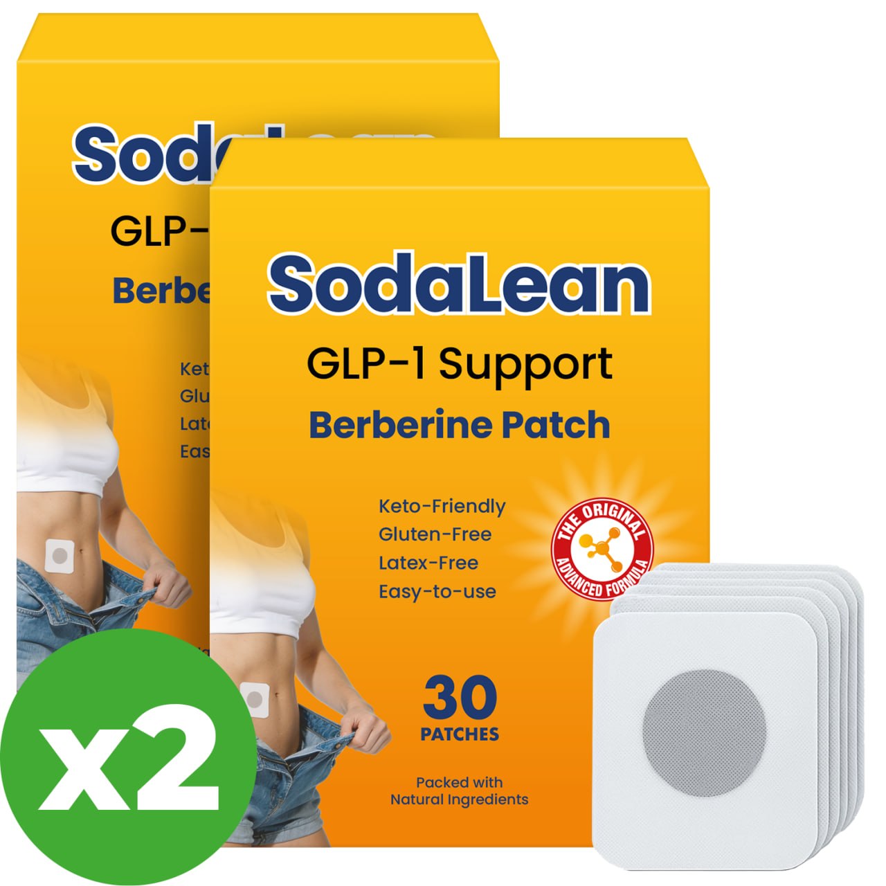 SodaLean GLP-1 Support Berberine Patch — 2 packs of 30 patches